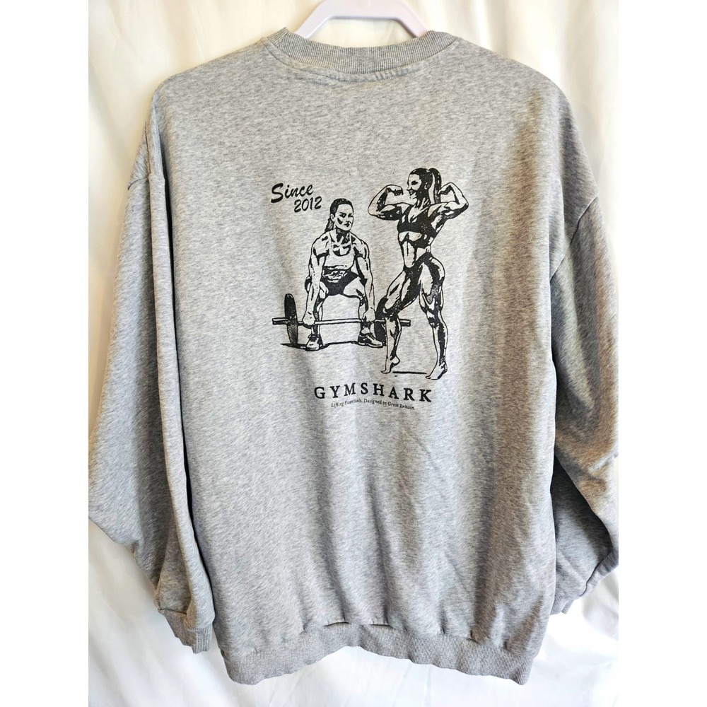 Gymshark Sweatshirt Womens S Gray Since 2012 Bodybuilding Graphic Crewneck